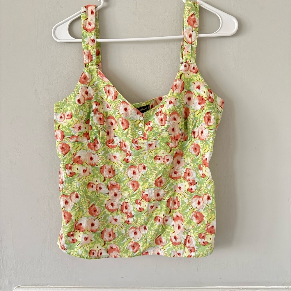 Eddie‎ Bauer Floral Sleeveless Blouse With Straps Size Medium 100% Cotton